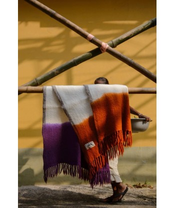 Plaid Laine 83 Terracotta/Violette pas cher 