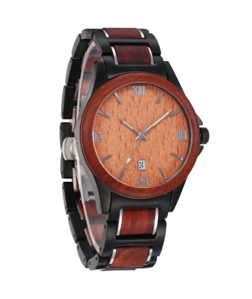 Montre Noire Homme: Bois de Santal Rouge offre 