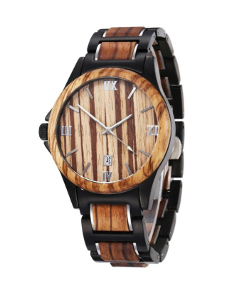 Montre Noire Homme : Bois de Zèbre basket pas cher