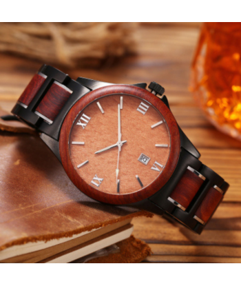 Montre Noire Homme: Bois de Santal Rouge offre 