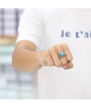 Bague Homme Turquoise: Raffinement en Turquoise Jusqu'à 80% De Réduction