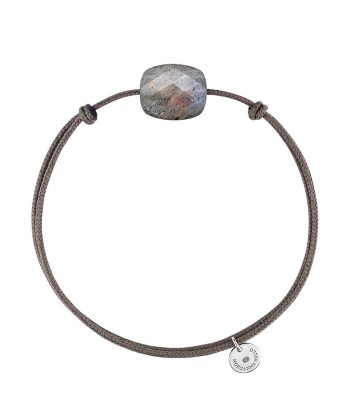 MORGANNE BELLO BRACELET FRIANDISE CORDON TAUPE COUSSIN LABRADORITE une grave pollution 