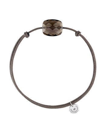 MORGANNE BELLO BRACELET FRIANDISE CORDON TAUPE COUSSIN QUARTZ FUMÉ pas chere