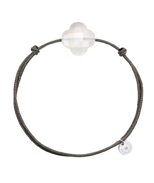 MORGANNE BELLO BRACELET FRIANDISE CORDON TAUPE TRÈFLE AGATE BLANCHE vente chaude votre 