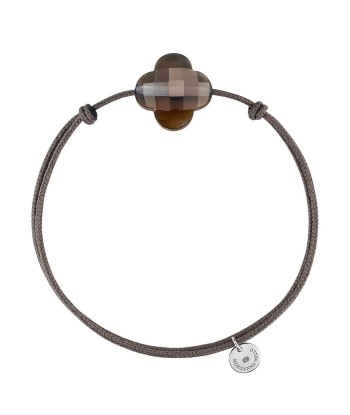 MORGANNE BELLO BRACELET FRIANDISE CORDON TAUPE TRÈFLE QUARTZ FUMÉ l'achat 