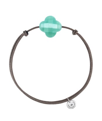 MORGANNE BELLO BRACELET FRIANDISE CORDON TAUPE TRÈFLE AMAZONITE en ligne des produits 