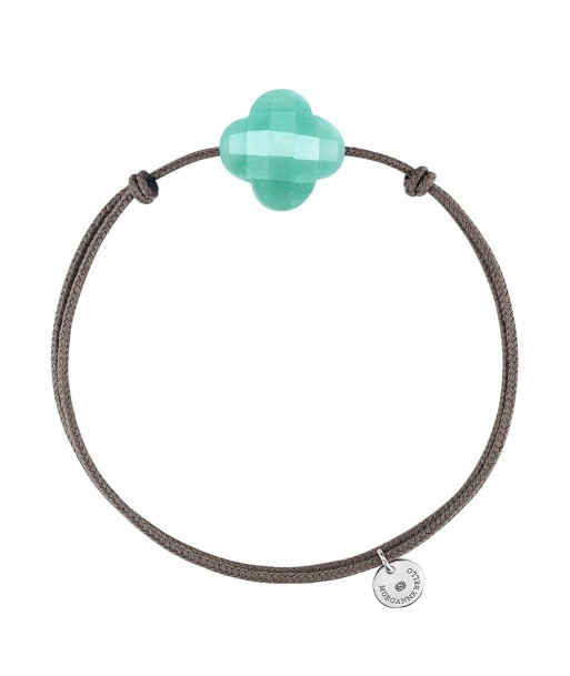 MORGANNE BELLO BRACELET FRIANDISE CORDON TAUPE TRÈFLE AMAZONITE en ligne des produits 