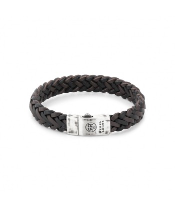 BRACELET REBEL & ROSE CUIR TRESSE NOIR MAT pas cheres