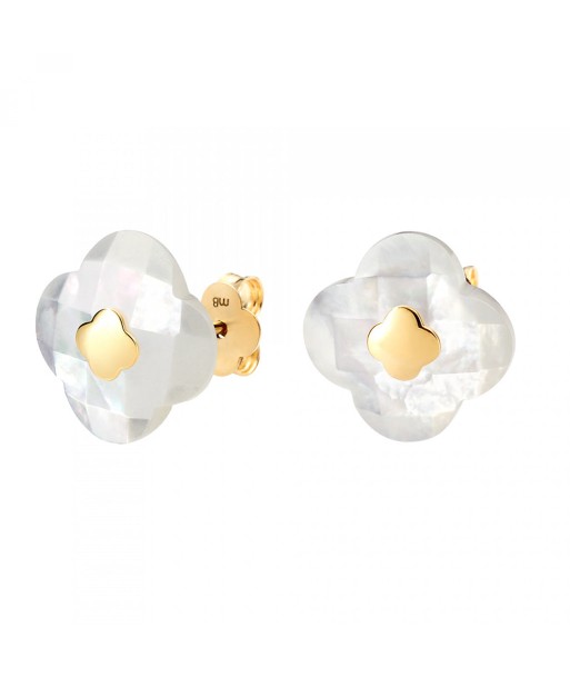 MORGANNE BELLO BOUCLES D'OREILLE VICTORIA OR JAUNE NACRE BLANCHE 2024