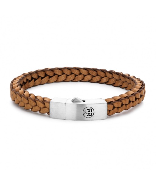 BRACELET REBEL & ROSE CUIR TRESSE CARRE COGNAC Voir les baskets