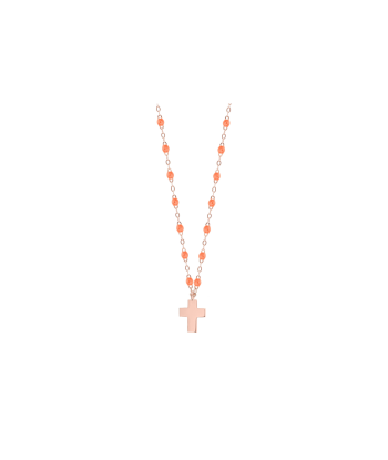 COLLIER GIGI CLOZEAU OR ROSE ORANGE CROIX les ctes