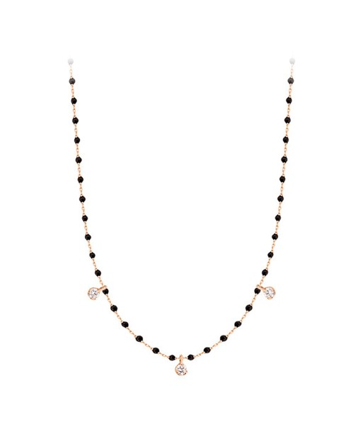 COLLIER MINI GIGI CLOZEAU OR ROSE NOIR 3 DIAMANTS pour bénéficier 