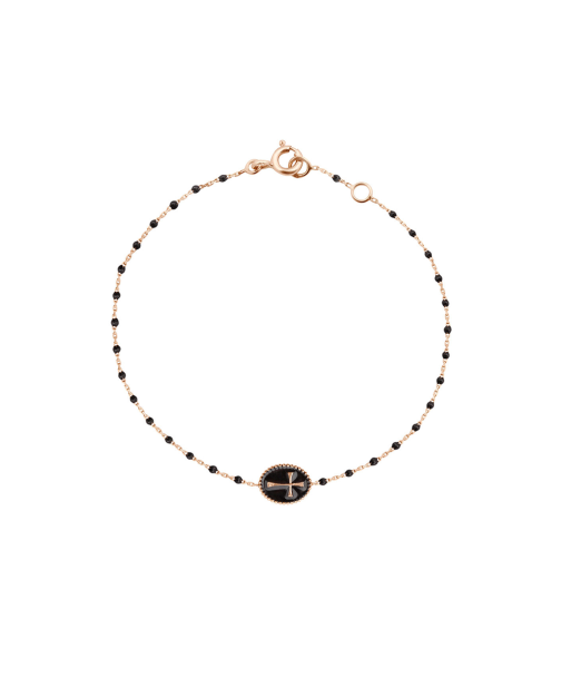 BRACELET MINI GIGI CLOZEAU OR ROSE NOIR CROIX s'inspire de l'anatomie humaine