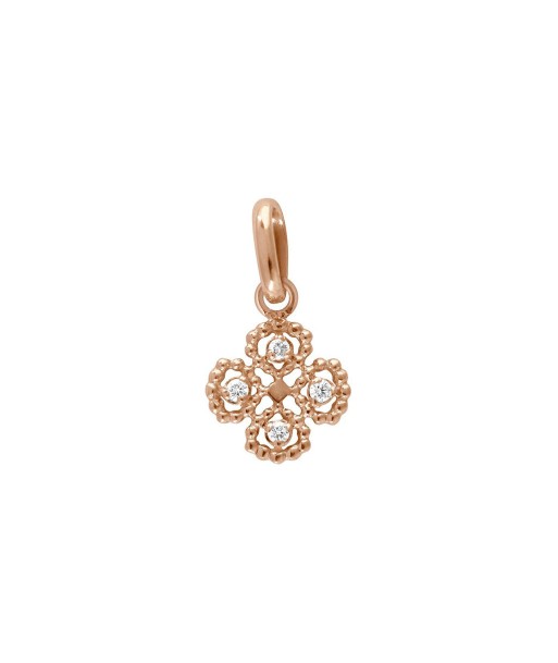 PENDENTIF GIGI CLOZEAU TREFLE OR ROSE DIAMANTS votre