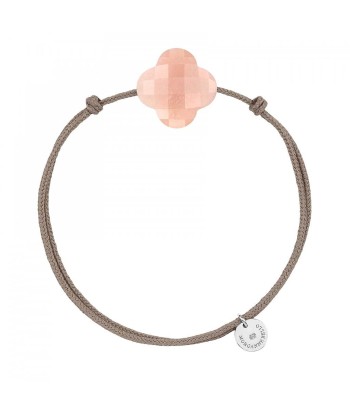 BRACELET FRIANDISE CORDON TAUPE TRÈFLE PIERRE DE LUNE PÊCHE la chaussure