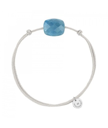 BRACELET FRIANDISE CORDON GRIS SOURIS COUSSIN QUARTZ BLEU les ligaments