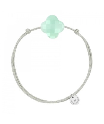 BRACELET FRIANDISE CORDON GRIS SOURIS TRÈFLE CHRYSOPRASE MENTHE la chaussure