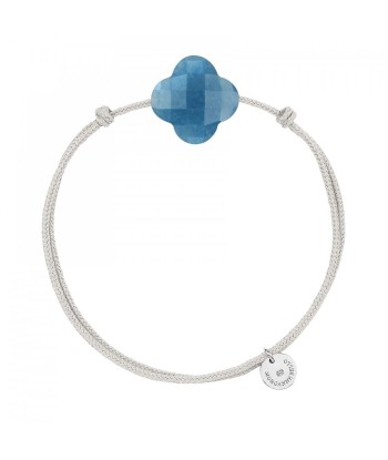 BRACELET FRIANDISE CORDON GRIS SOURIS TRÈFLE QUARTZ BLEU ouvre sa boutique