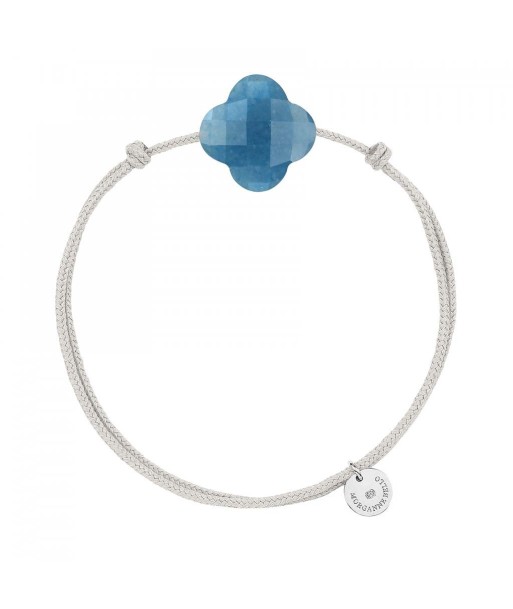 BRACELET FRIANDISE CORDON GRIS SOURIS TRÈFLE QUARTZ BLEU ouvre sa boutique