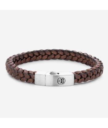 BRACELET REBEL & ROSE CUIR TRESSE CARRE MARRON commande en ligne