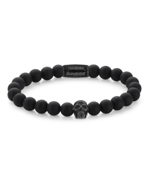 BRACELET REBEL & ROSE SKULL MAT ALL-BLACK 8MM prix