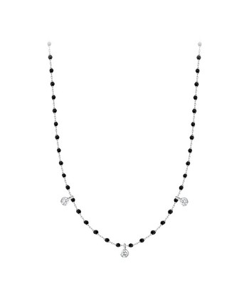 COLLIER MINI GIGI CLOZEAU OR GRIS NOIR 3 DIAMANTS pas cher chine