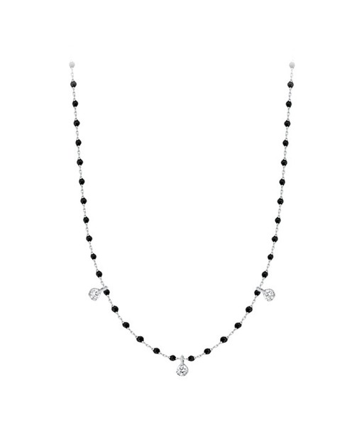 COLLIER MINI GIGI CLOZEAU OR GRIS NOIR 3 DIAMANTS pas cher chine