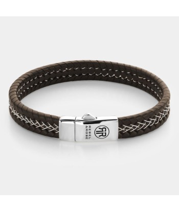 BRACELET REBEL & ROSE CUIR ET ARGENT MARRON plus qu'un jeu 