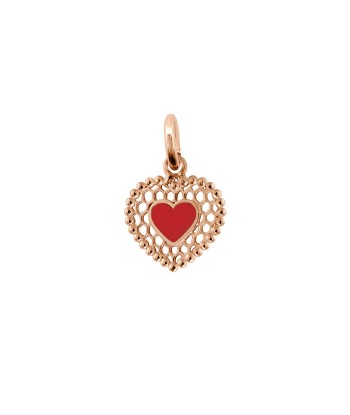 PENDENTIF GIGI CLOZEAU OR ROSE COEUR DENTELLE de pas cher