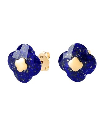 MORGANNE BELLO BOUCLES D'OREILLES OR JAUNE LAPIS LAZULI rembourrage situé sous