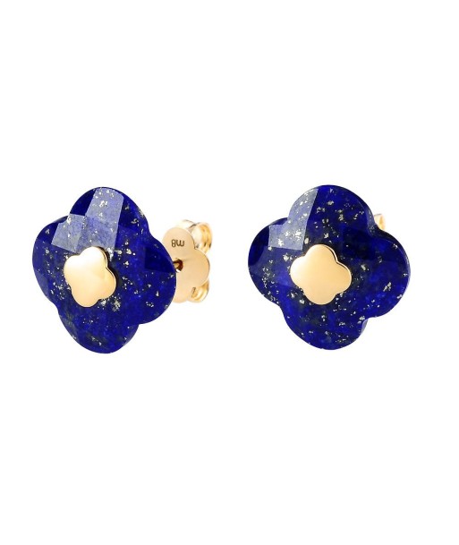 MORGANNE BELLO BOUCLES D'OREILLES OR JAUNE LAPIS LAZULI rembourrage situé sous