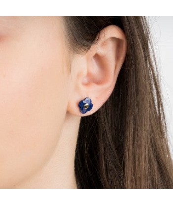 MORGANNE BELLO BOUCLES D'OREILLES OR JAUNE LAPIS LAZULI rembourrage situé sous