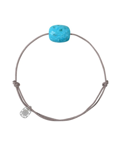 MORGANNE BELLO BRACELET CORDON TAUPE COUSSIN TURQUOISE Fin de série