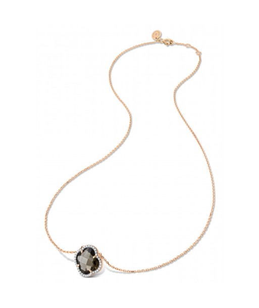 COLLIER VICTORIA QUARTZ FUME + DIAMANTS OR ROSE france