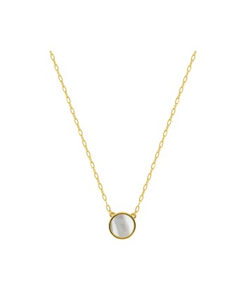 COLLIER OR JAUNE 375 NACRE BLANCHE de pas cher