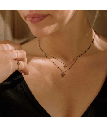 COLLIER GIGI CLOZEAU CROIX PERLEE OR ROSE DIAMANT 42CM online