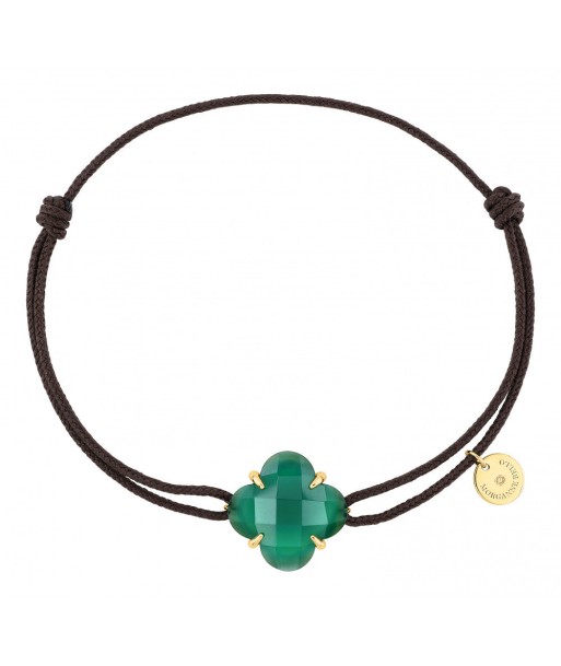 BRACELET MORGANNE BELLO OR JAUNE CORDON CHOCOLAT AGATE VERTE VICTORIA Dans la société mordern