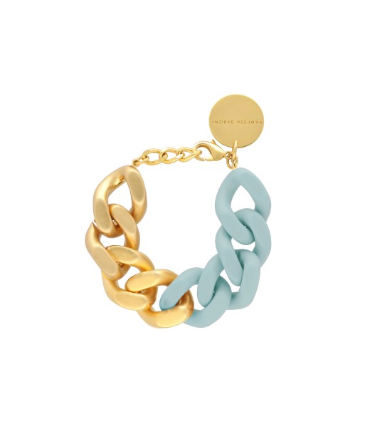 GRAND BRACELET BLEU CIEL MAT / GOLD VINTAGE de pas cher