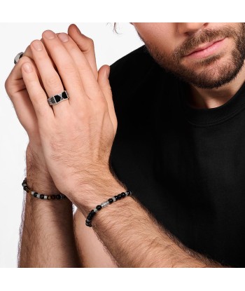 CHEVALIERE ARGENT THOMAS SABO ONYX NOIR ET PIERRES NOIRES Fin de série