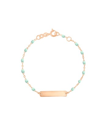 BRACELET BÉBÉ LITTLE GIGI OR ROSE PLAQUE RECTANGLE soldes