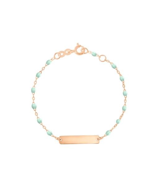 BRACELET BÉBÉ LITTLE GIGI OR ROSE PLAQUE RECTANGLE soldes