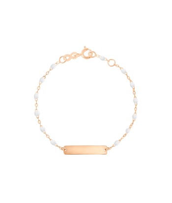 BRACELET BÉBÉ LITTLE GIGI OR ROSE PLAQUE RECTANGLE soldes