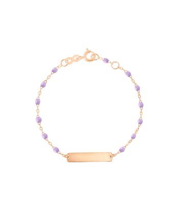 BRACELET BÉBÉ LITTLE GIGI OR ROSE PLAQUE RECTANGLE soldes