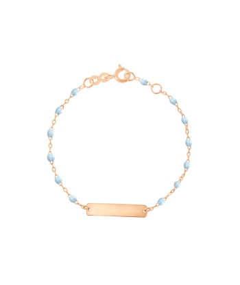 BRACELET BÉBÉ LITTLE GIGI OR ROSE PLAQUE RECTANGLE soldes