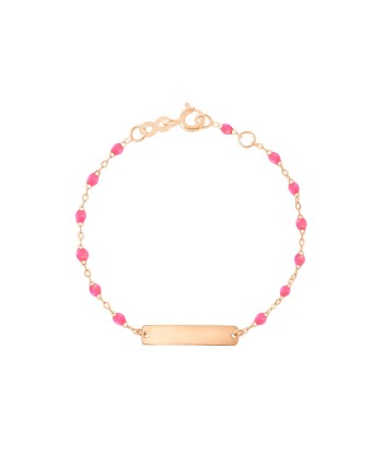 BRACELET BÉBÉ LITTLE GIGI OR ROSE PLAQUE RECTANGLE soldes