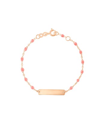 BRACELET BÉBÉ LITTLE GIGI OR ROSE PLAQUE RECTANGLE soldes