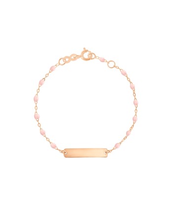 BRACELET BÉBÉ LITTLE GIGI OR ROSE PLAQUE RECTANGLE soldes