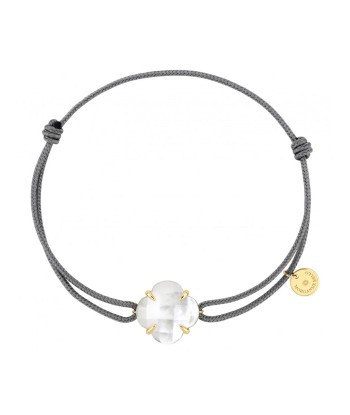 BRACELET MORGANNE BELLO OR JAUNE CORDON GRIS NACRE BLANCHE en ligne