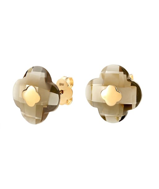 MORGANNE BELLO BOUCLES D'OREILLES OR JAUNE QUARTZ FUME Le MVP de beaucoup