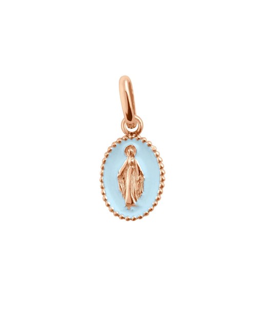 PENDENTIF GIGI CLOZEAU OR ROSE BLEU LAYETTE MADONE en linge